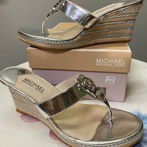 Michael Kors metallic wedge sandal